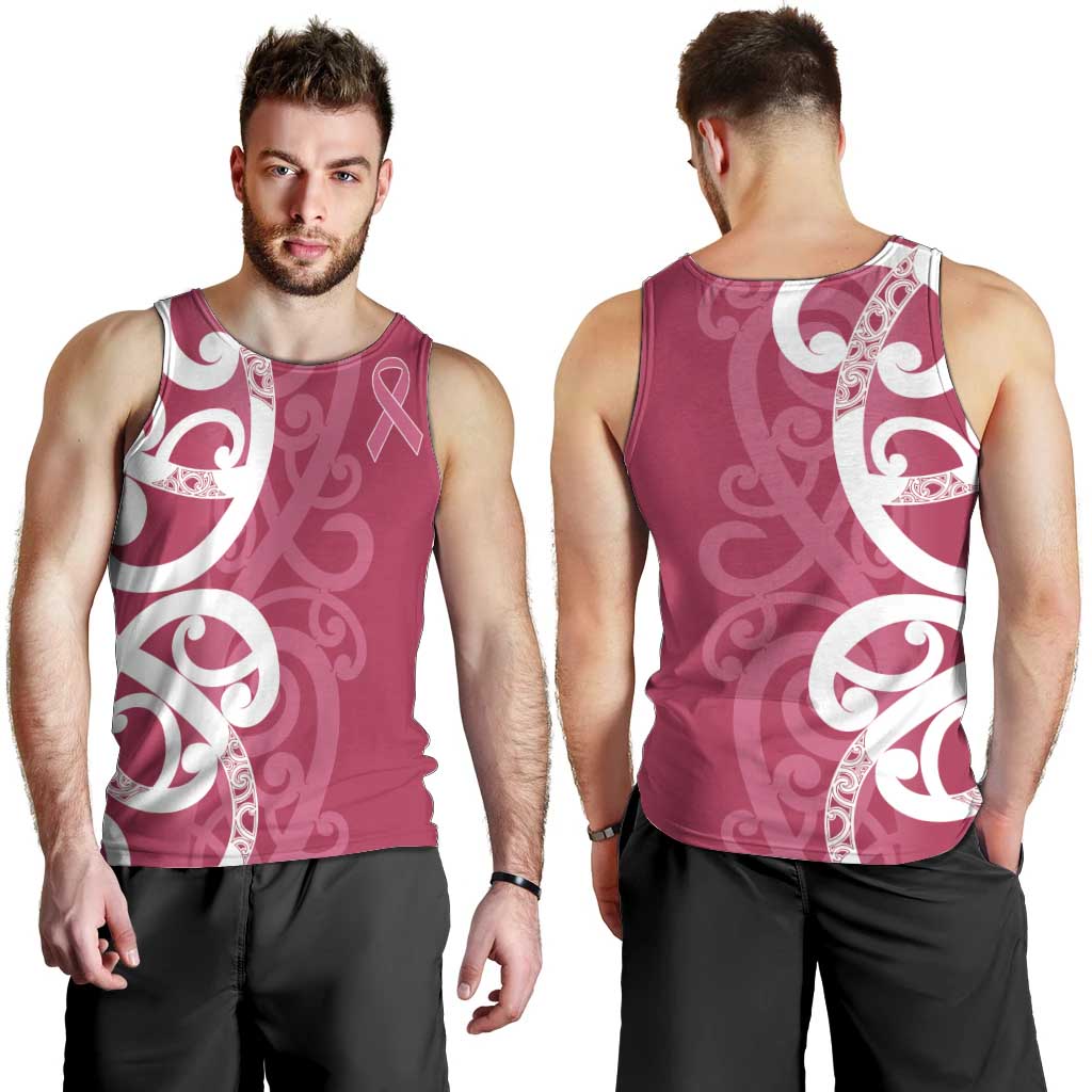 Breast Cancer Awareness Maori Men Tank Top Koru Kowhaiwhai LT7 - Polynesian Pride