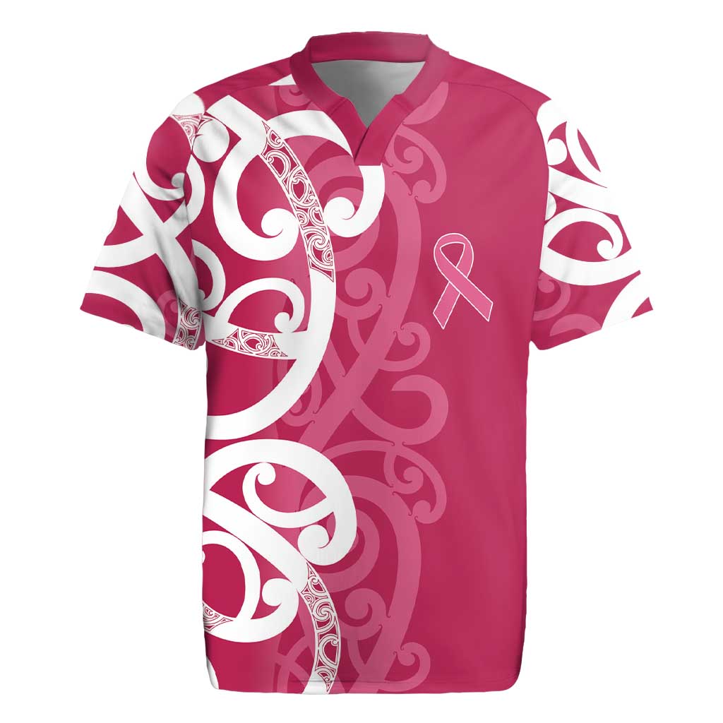 Breast Cancer Awareness Maori Rugby Jersey Koru Kowhaiwhai LT7 Pink - Polynesian Pride