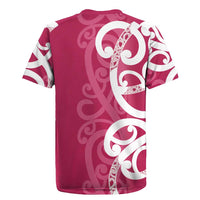 Breast Cancer Awareness Maori Rugby Jersey Koru Kowhaiwhai LT7 - Polynesian Pride