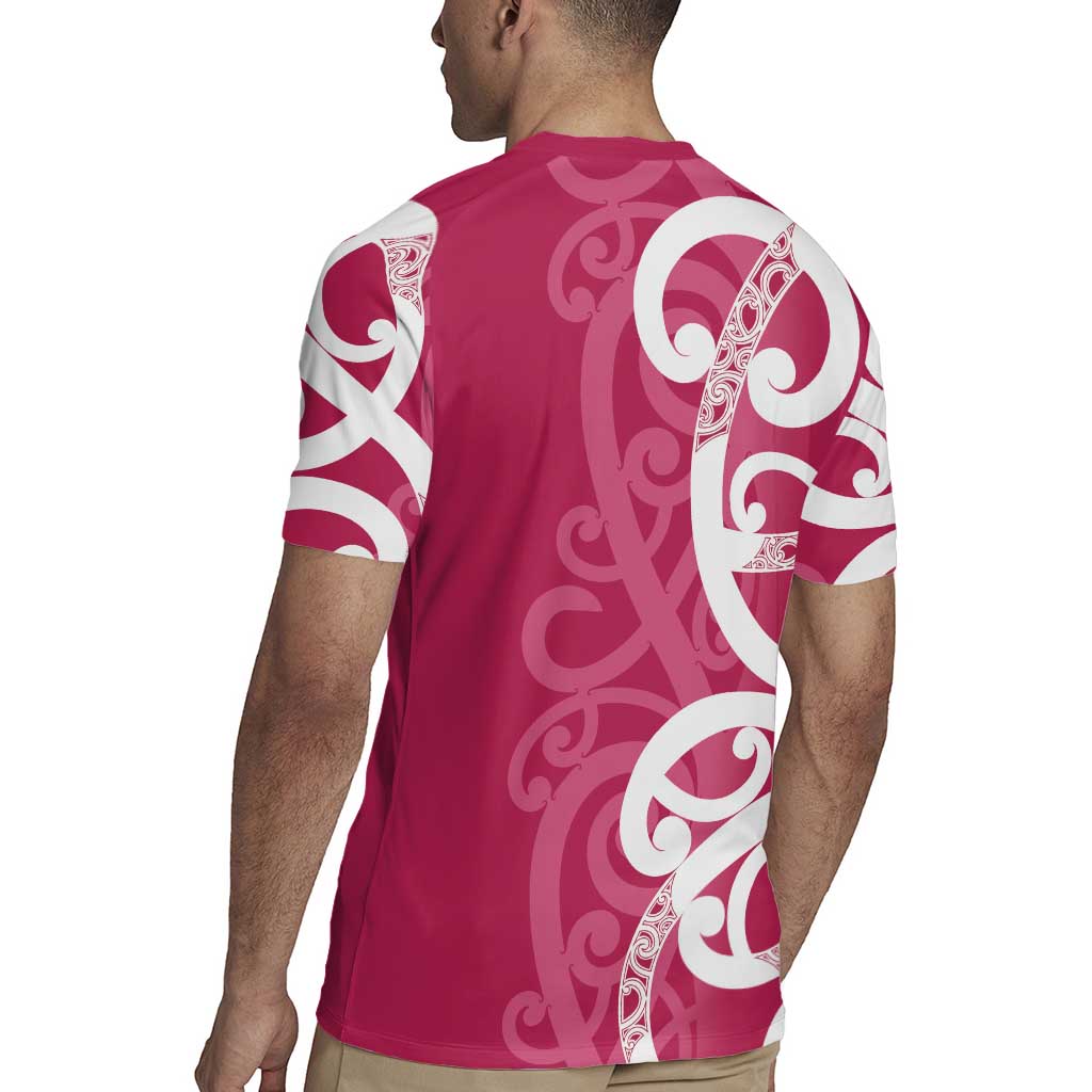 Breast Cancer Awareness Maori Rugby Jersey Koru Kowhaiwhai LT7 - Polynesian Pride