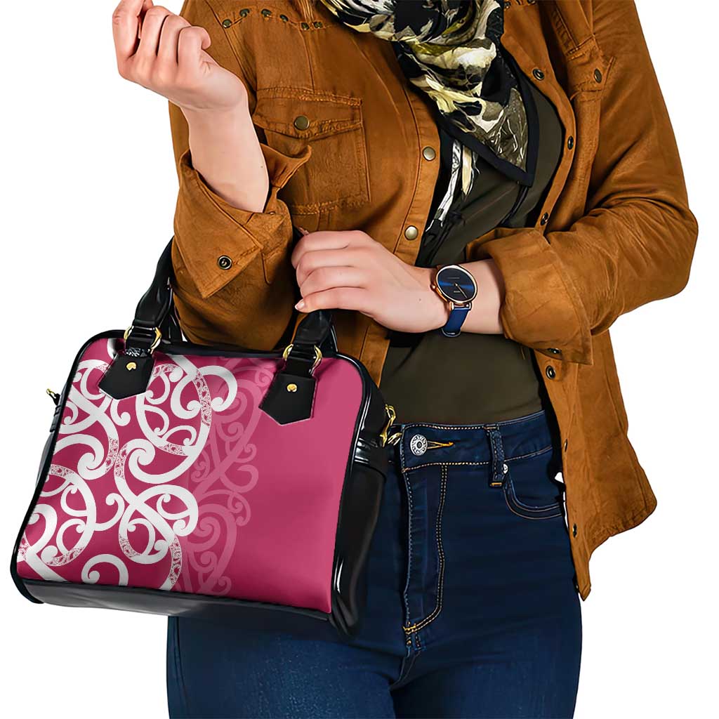 Breast Cancer Awareness Maori Shoulder Handbag Koru Kowhaiwhai - Polynesian Pride