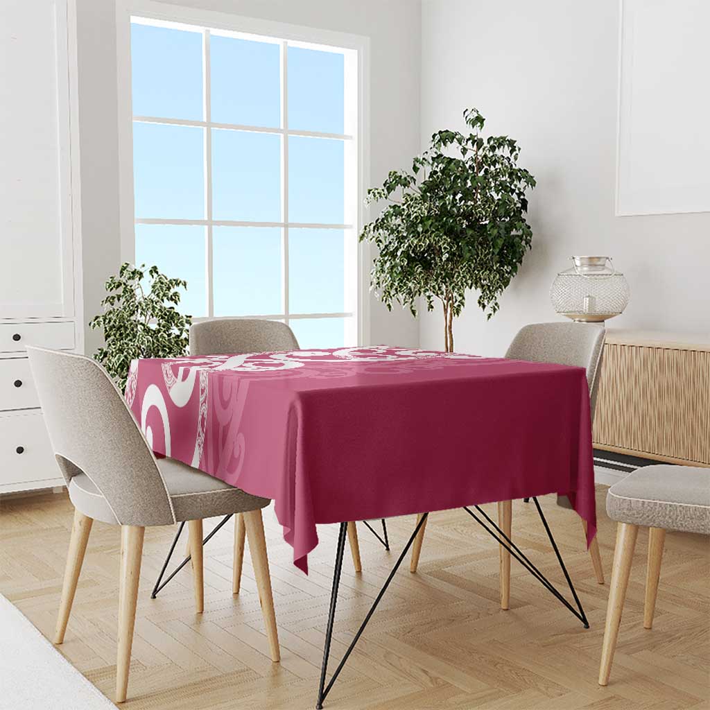 Breast Cancer Awareness Maori Tablecloth Koru Kowhaiwhai - Polynesian Pride