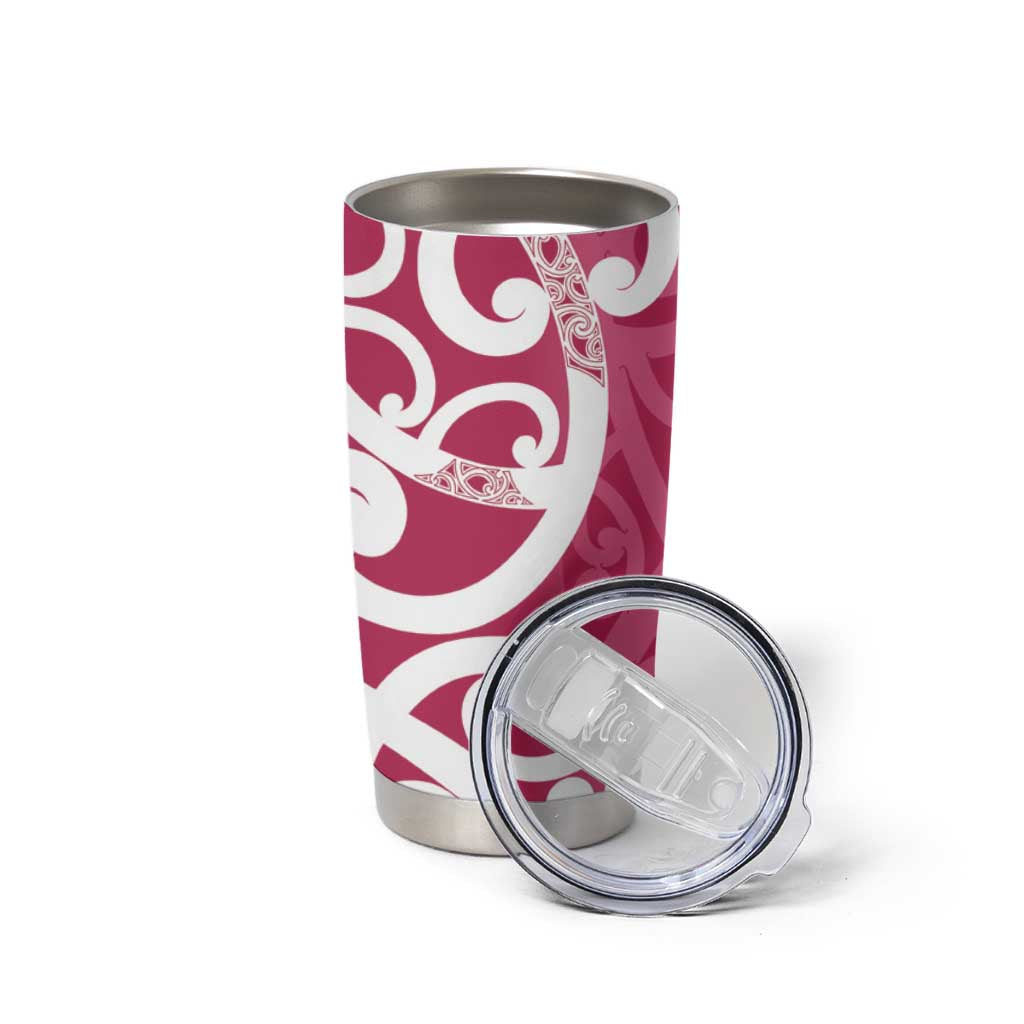 Breast Cancer Awareness Maori Tumbler Cup Koru Kowhaiwhai LT7 - Polynesian Pride
