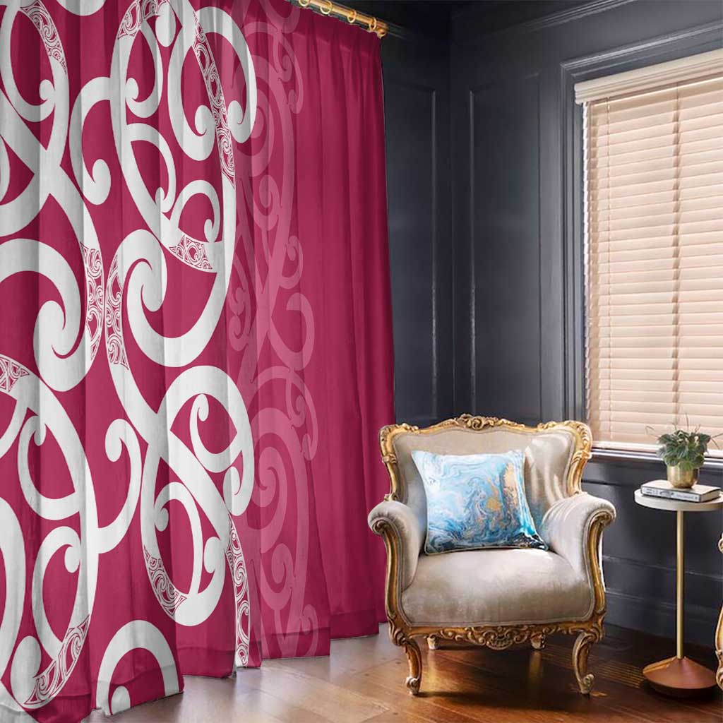 Breast Cancer Awareness Maori Window Curtain Koru Kowhaiwhai - Polynesian Pride