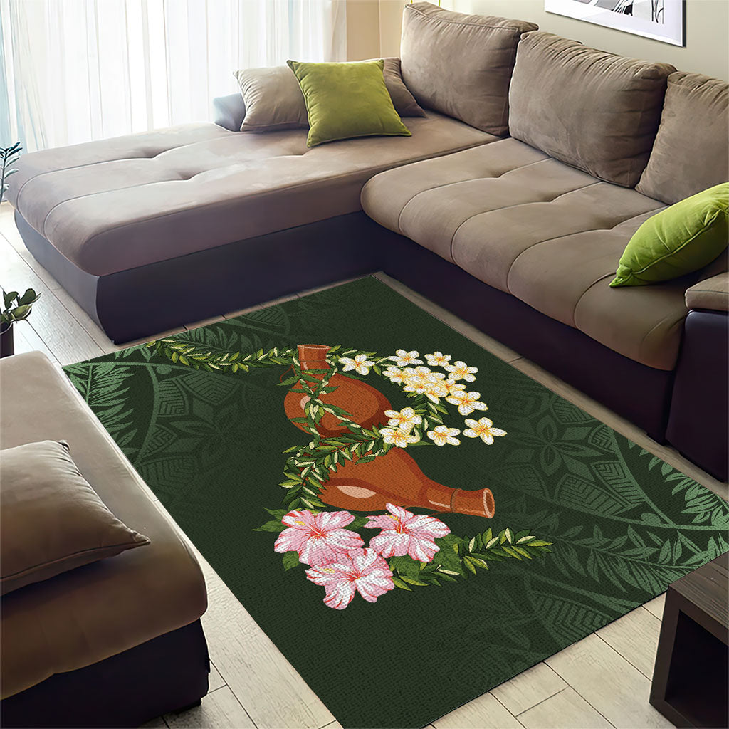 Aloha Hawaii Ipu Gourd Mix Maile Lei Area Rug Sage Green LT7 - Polynesian Pride