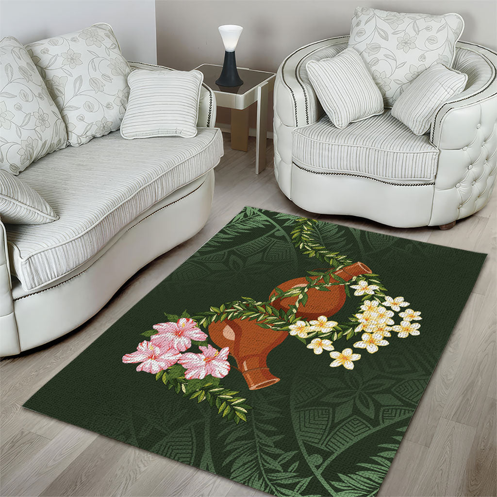 Aloha Hawaii Ipu Gourd Mix Maile Lei Area Rug Sage Green LT7 - Polynesian Pride