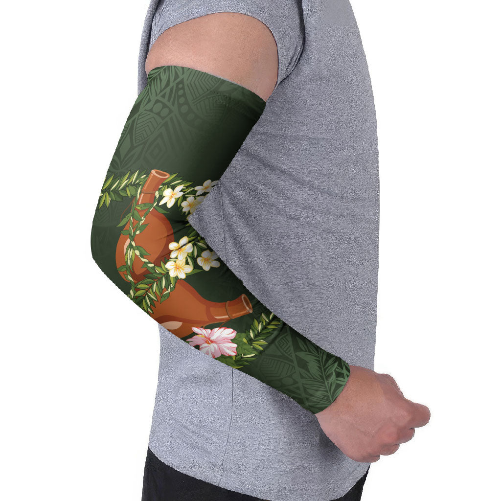 Aloha Hawaii Ipu Gourd Mix Maile Lei Arm Sleeves Sage Green LT7 - Polynesian Pride