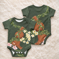 Aloha Hawaii Ipu Gourd Mix Maile Lei Baby Onesie Sage Green LT7 - Polynesian Pride