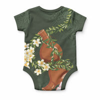 Aloha Hawaii Ipu Gourd Mix Maile Lei Baby Onesie Sage Green LT7 - Polynesian Pride