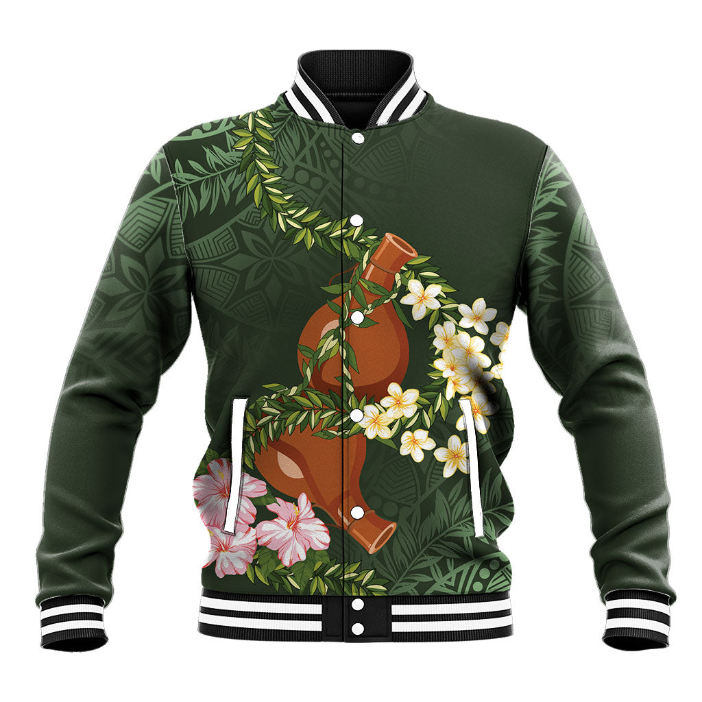 Aloha Hawaii Ipu Gourd Mix Maile Lei Baseball Jacket Sage Green LT7 Unisex Sage Green - Polynesian Pride