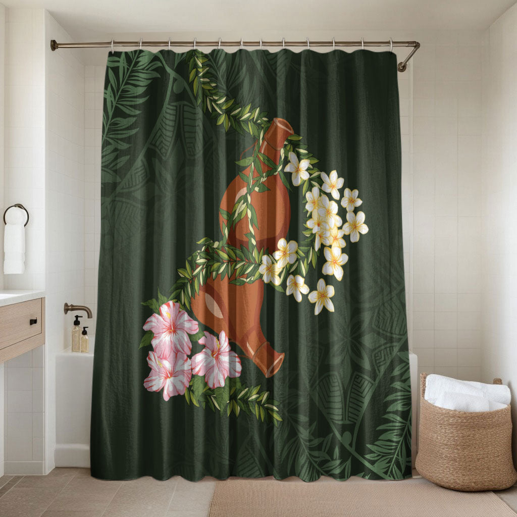 Aloha Hawaii Ipu Gourd Mix Maile Lei Bathroom Set Sage Green LT7 Shower Curtain Only Sage Green - Polynesian Pride