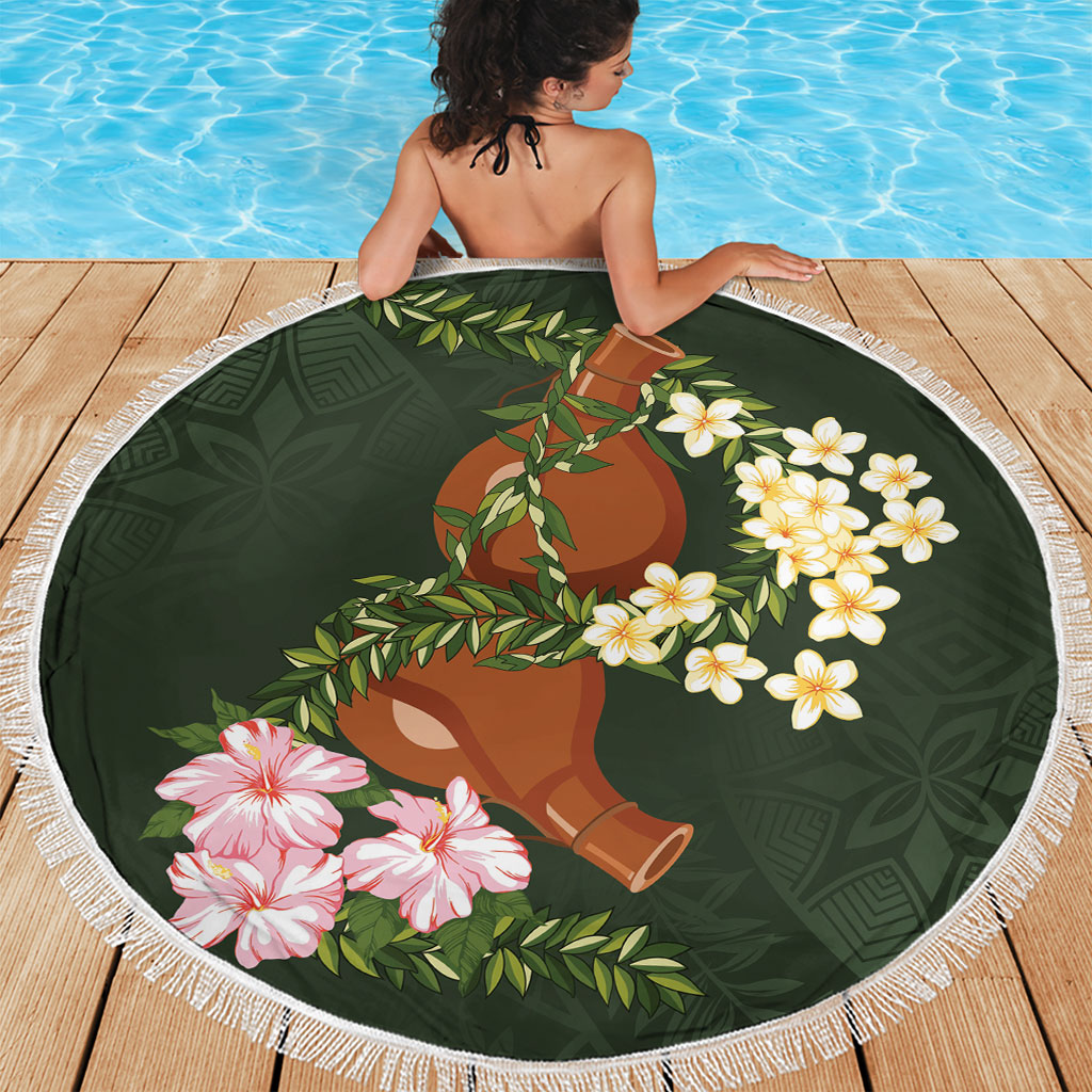 Aloha Hawaii Ipu Gourd Mix Maile Lei Beach Blanket Sage Green LT7 - Polynesian Pride