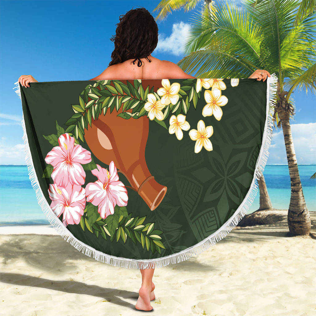 Aloha Hawaii Ipu Gourd Mix Maile Lei Beach Blanket Sage Green LT7 - Polynesian Pride