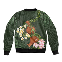 Aloha Hawaii Ipu Gourd Mix Maile Lei Bomber Jacket Sage Green LT7 - Polynesian Pride