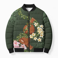 Aloha Hawaii Ipu Gourd Mix Maile Lei Bomber Puffer Jacket Sage Green LT7 Unisex Sage Green - Polynesian Pride