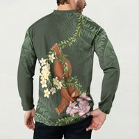 Aloha Hawaii Ipu Gourd Mix Maile Lei Button Sweatshirt Sage Green LT7 - Polynesian Pride