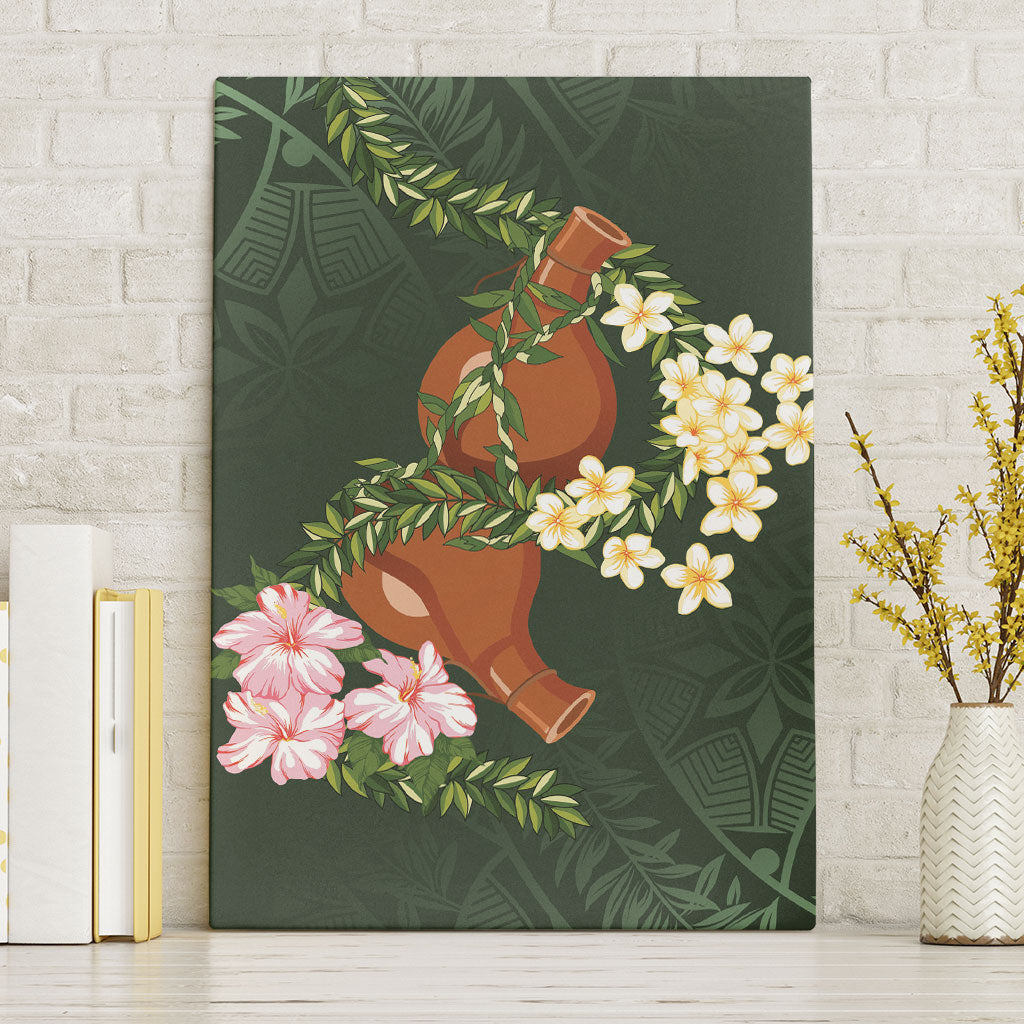 Aloha Hawaii Ipu Gourd Mix Maile Lei Canvas Wall Art Sage Green LT7 Without Frame Sage Green - Polynesian Pride
