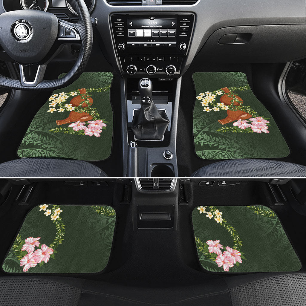 Aloha Hawaii Ipu Gourd Mix Maile Lei Car Mats Sage Green LT7 Set 4pcs Sage Green - Polynesian Pride