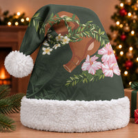 Aloha Hawaii Ipu Gourd Mix Maile Lei Christmas Santa Hat Sage Green LT7 With Fur Sage Green - Polynesian Pride