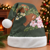 Aloha Hawaii Ipu Gourd Mix Maile Lei Christmas Santa Hat Sage Green LT7 Without Fur Sage Green - Polynesian Pride