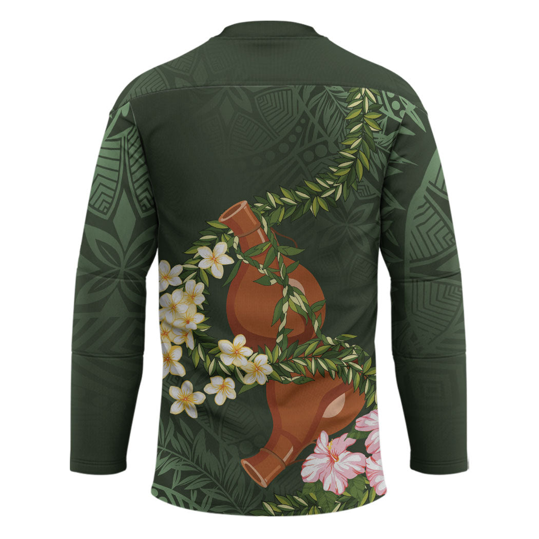 Aloha Hawaii Ipu Gourd Mix Maile Lei Hockey Jersey Sage Green LT7 - Polynesian Pride