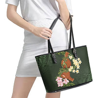 Aloha Hawaii Ipu Gourd Mix Maile Lei Leather Tote Bag Sage Green LT7 - Polynesian Pride