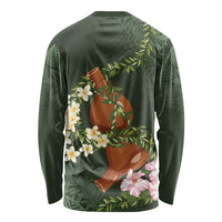 Aloha Hawaii Ipu Gourd Mix Maile Lei Long Sleeve Shirt Sage Green LT7 - Polynesian Pride