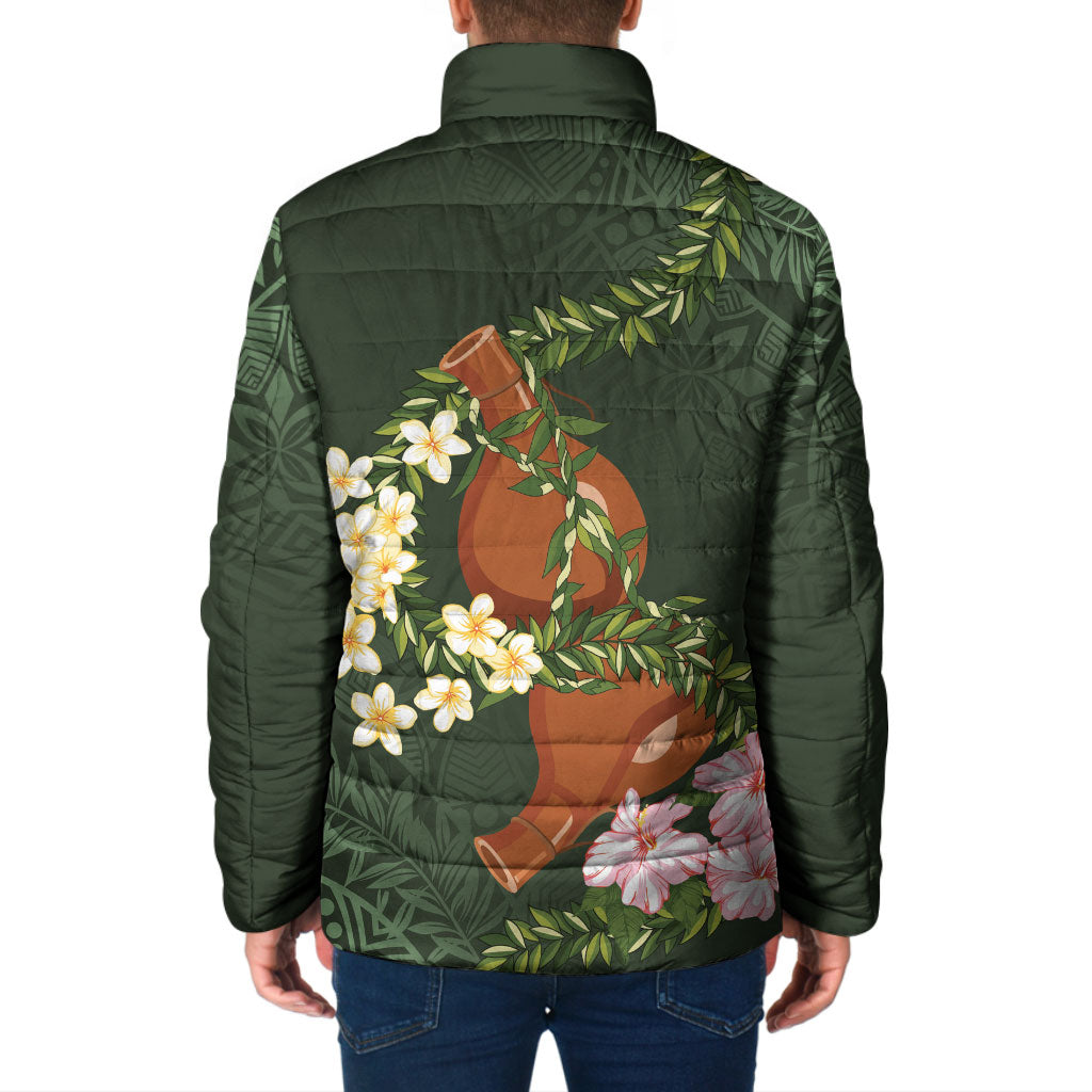 Aloha Hawaii Ipu Gourd Mix Maile Lei Padded Jacket Sage Green LT7 - Polynesian Pride