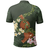Aloha Hawaii Ipu Gourd Mix Maile Lei Polo Shirt Sage Green LT7 - Polynesian Pride