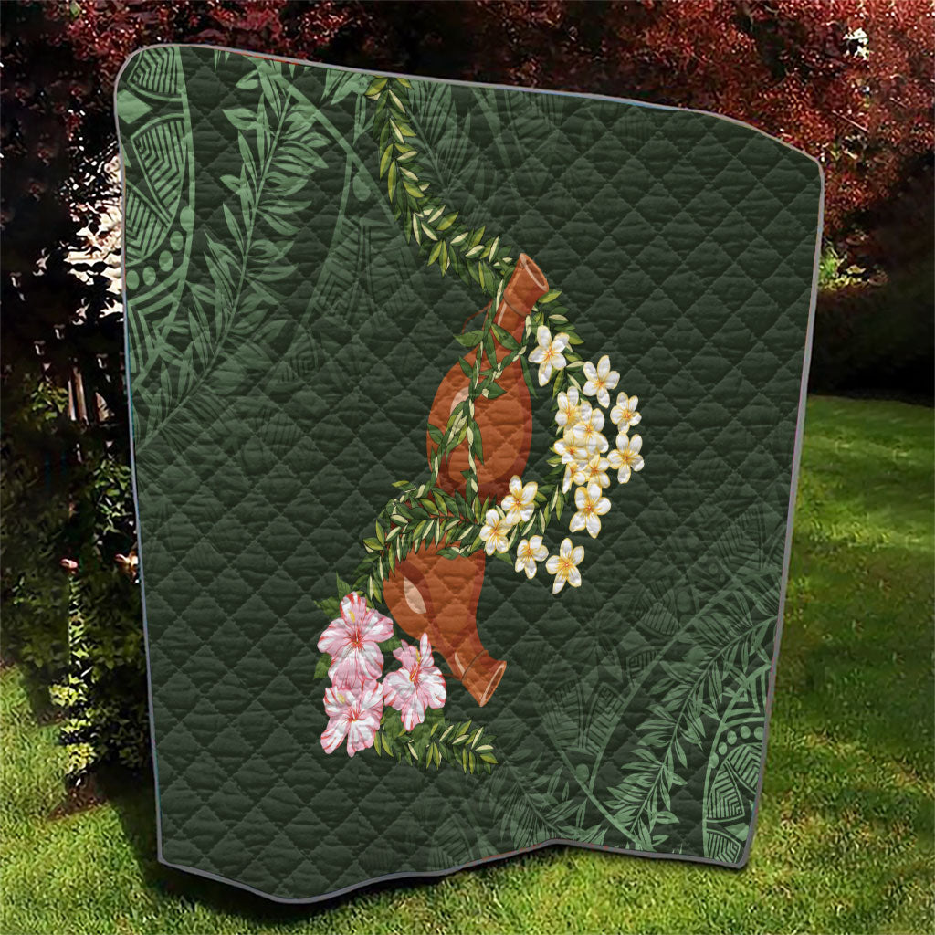Aloha Hawaii Ipu Gourd Mix Maile Lei Quilt Sage Green LT7 - Polynesian Pride