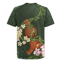 Aloha Hawaii Ipu Gourd Mix Maile Lei Rugby Jersey Sage Green LT7 - Polynesian Pride