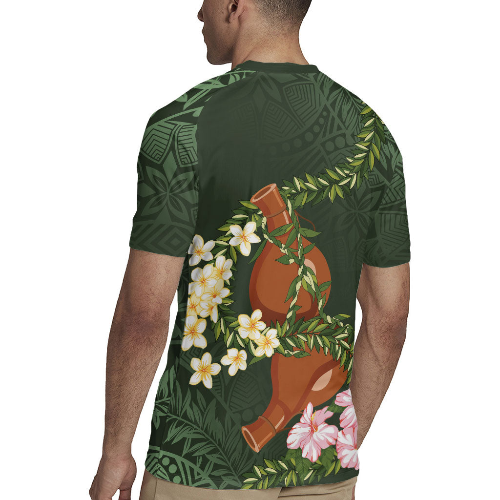 Aloha Hawaii Ipu Gourd Mix Maile Lei Rugby Jersey Sage Green LT7 - Polynesian Pride