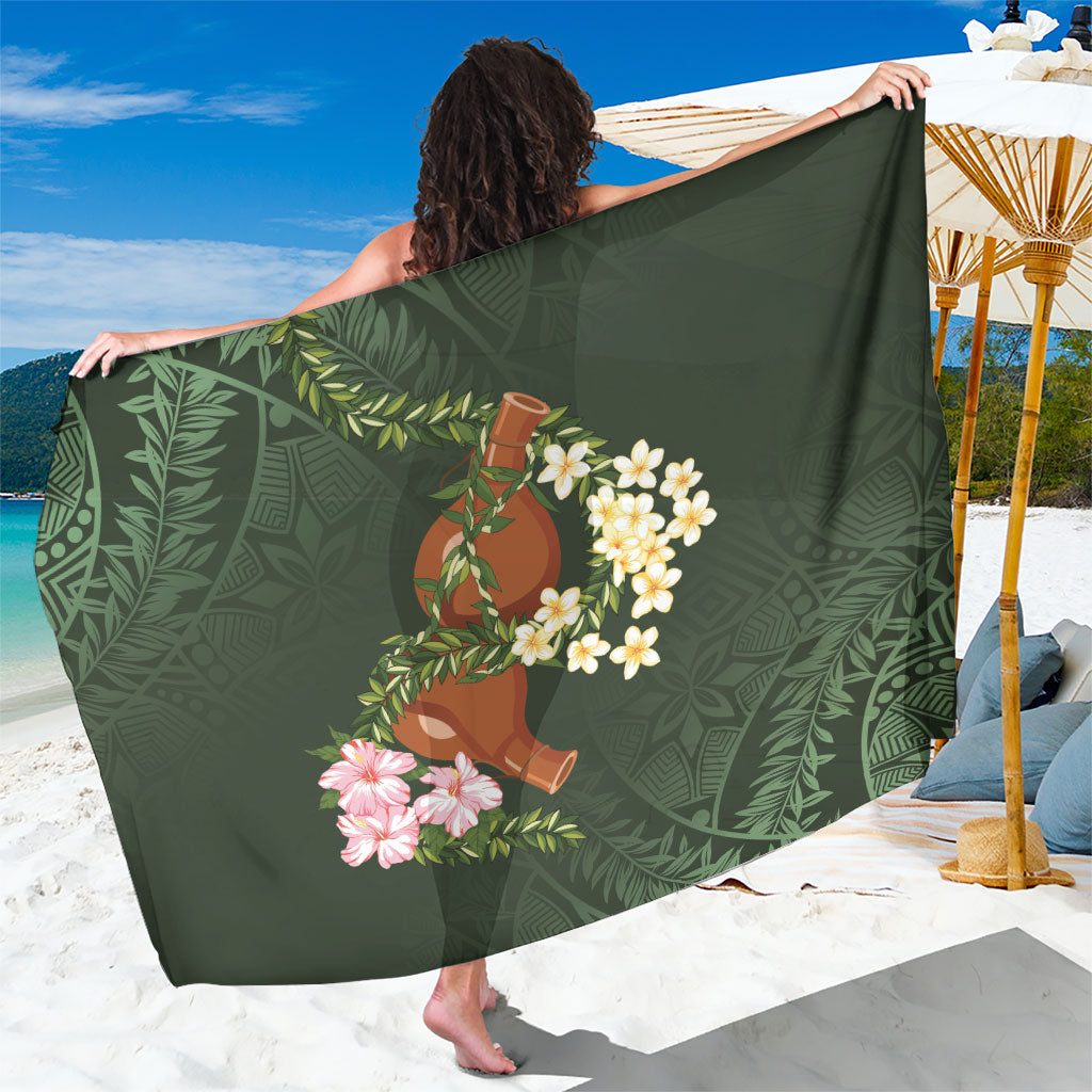 Aloha Hawaii Ipu Gourd Mix Maile Lei Sarong Sage Green LT7 One Size 44 x 66 inches Sage Green - Polynesian Pride