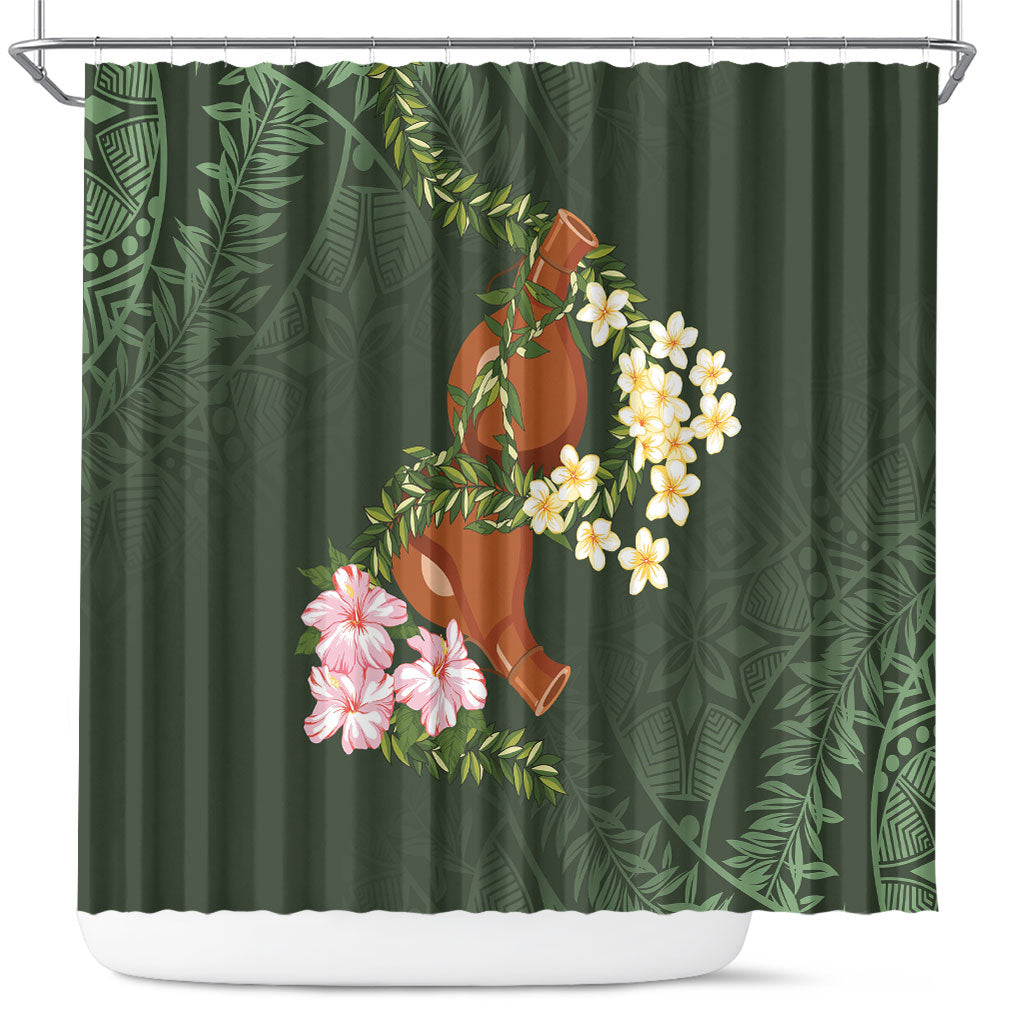 Aloha Hawaii Ipu Gourd Mix Maile Lei Shower Curtain Sage Green LT7 Sage Green - Polynesian Pride