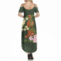 Aloha Hawaii Ipu Gourd Mix Maile Lei Summer Maxi Dress Sage Green LT7 - Polynesian Pride