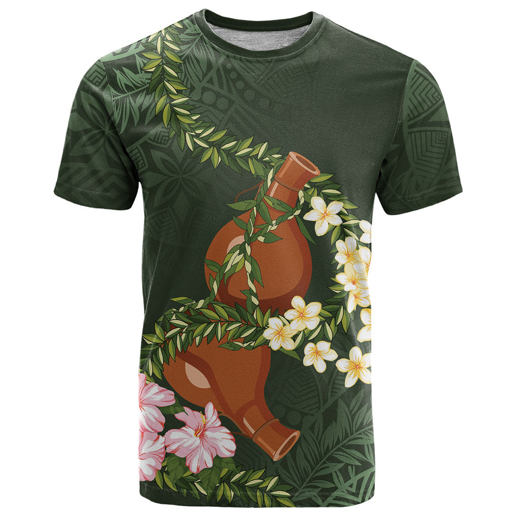 Aloha Hawaii Ipu Gourd Mix Maile Lei T Shirt Sage Green LT7 Sage Green - Polynesian Pride