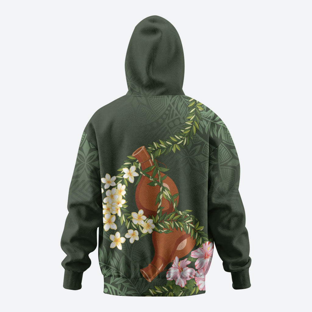 Aloha Hawaii Ipu Gourd Mix Maile Lei Zip Hoodie Sage Green LT7 - Polynesian Pride