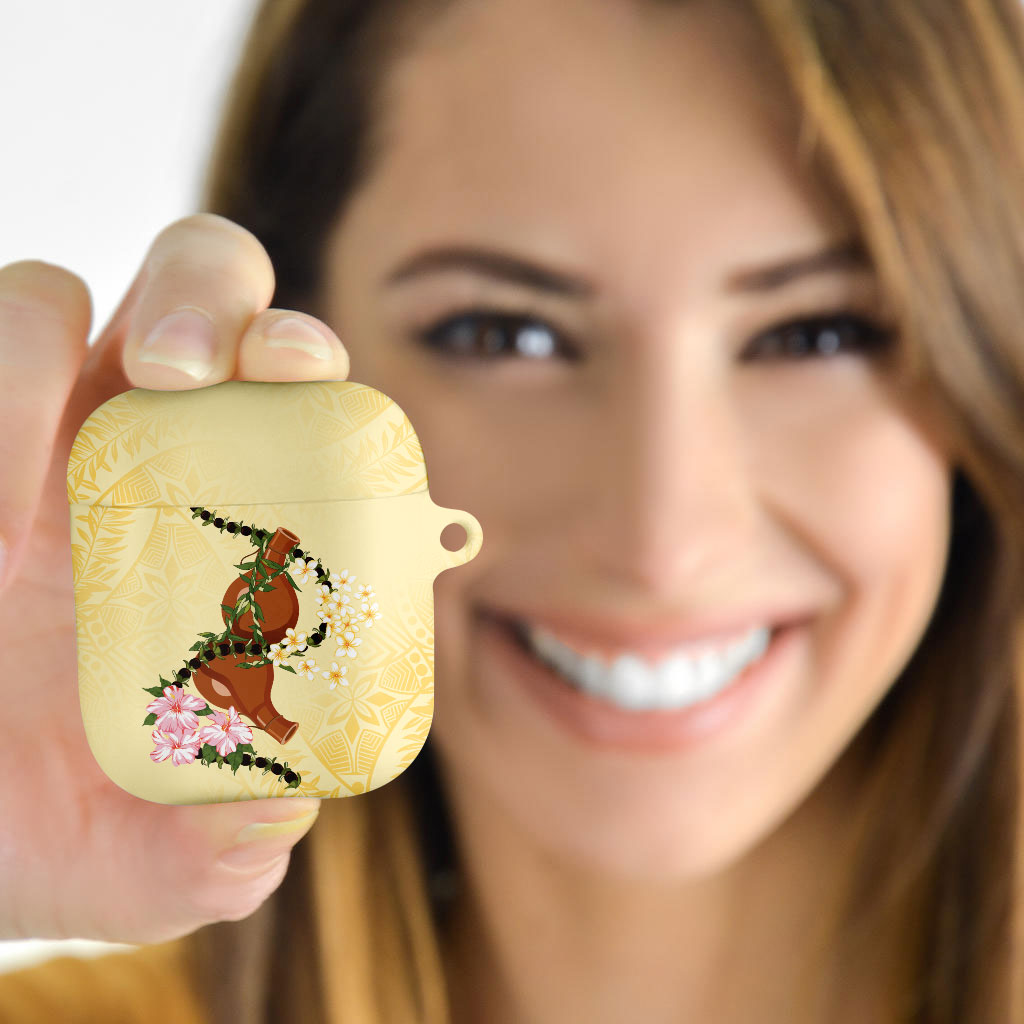 Aloha Hawaii Ipu Gourd Mix Kukui Nut Lei AirPods Case Lemon Yellow LT7 - Polynesian Pride