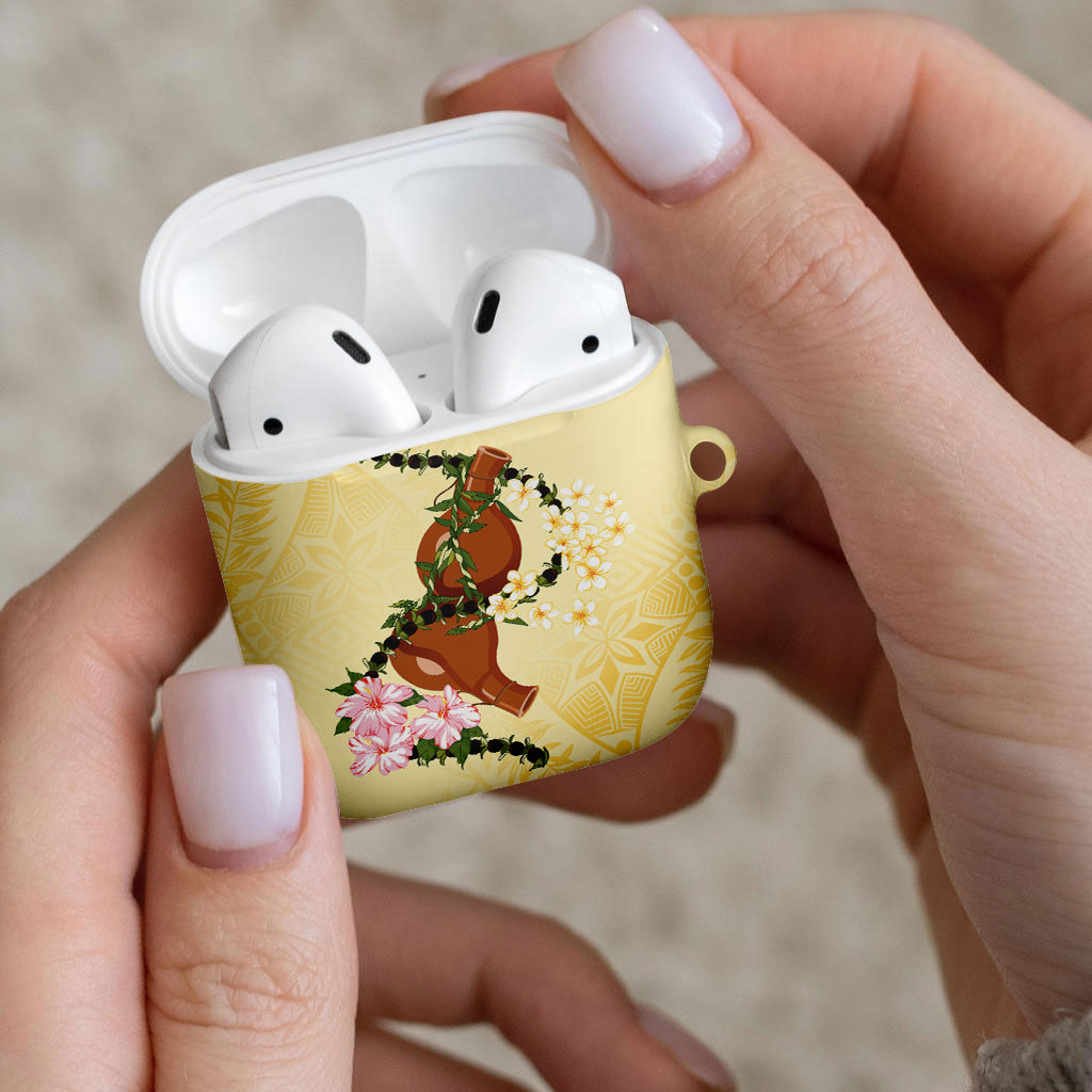 Aloha Hawaii Ipu Gourd Mix Kukui Nut Lei AirPods Case Lemon Yellow LT7 - Polynesian Pride