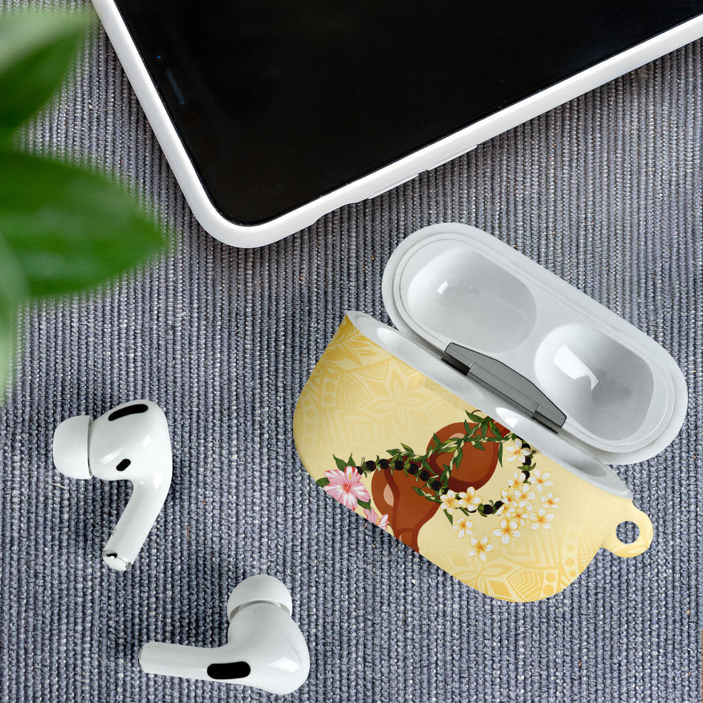 Aloha Hawaii Ipu Gourd Mix Kukui Nut Lei AirPods Case Lemon Yellow LT7 - Polynesian Pride