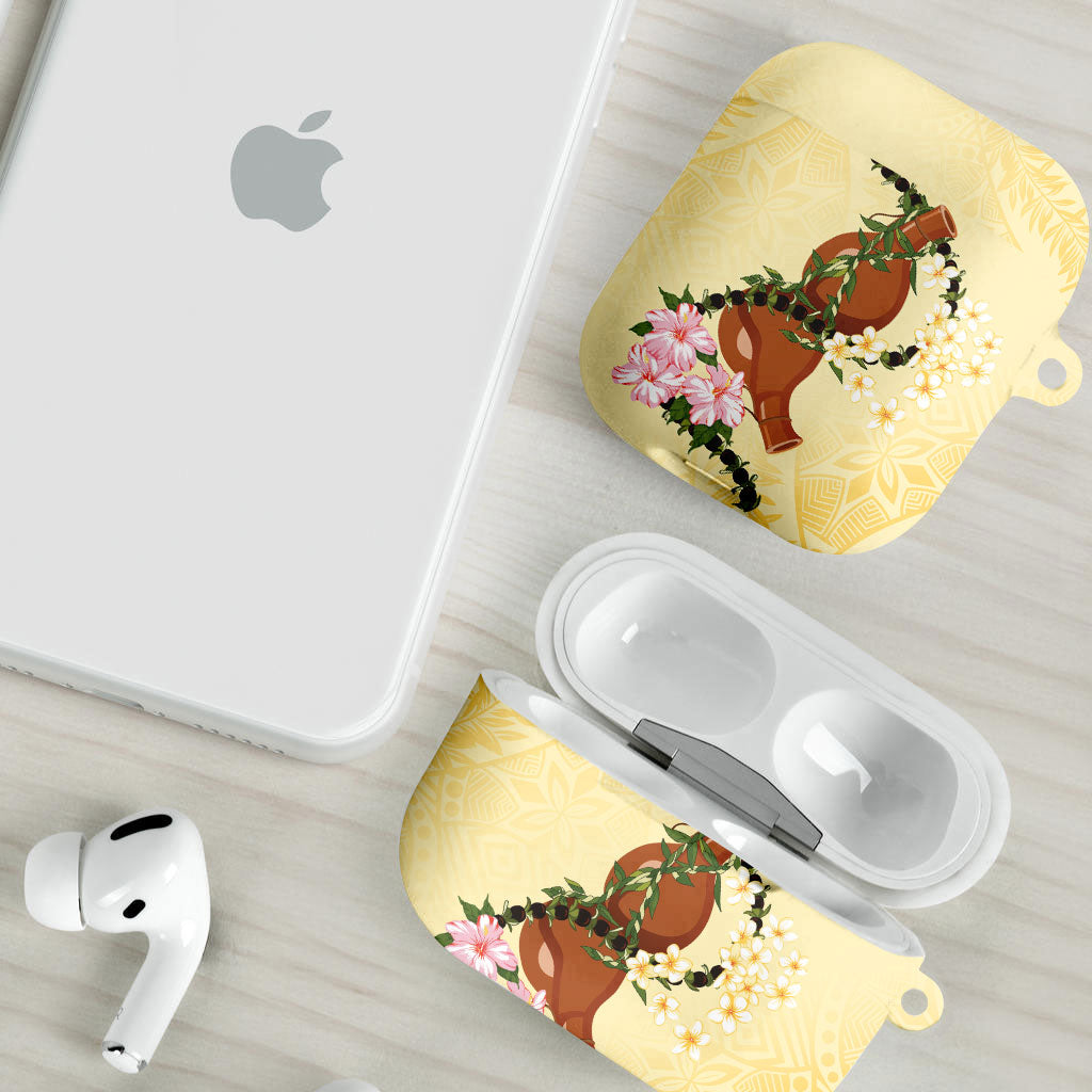 Aloha Hawaii Ipu Gourd Mix Kukui Nut Lei AirPods Case Lemon Yellow LT7 - Polynesian Pride