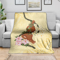 Aloha Hawaii Ipu Gourd Mix Kukui Nut Lei Blanket Lemon Yellow LT7 - Polynesian Pride