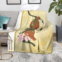 Aloha Hawaii Ipu Gourd Mix Kukui Nut Lei Blanket Lemon Yellow LT7 - Polynesian Pride