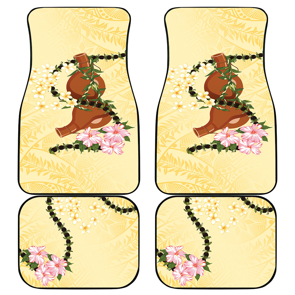 Aloha Hawaii Ipu Gourd Mix Kukui Nut Lei Car Mats Lemon Yellow LT7 - Polynesian Pride