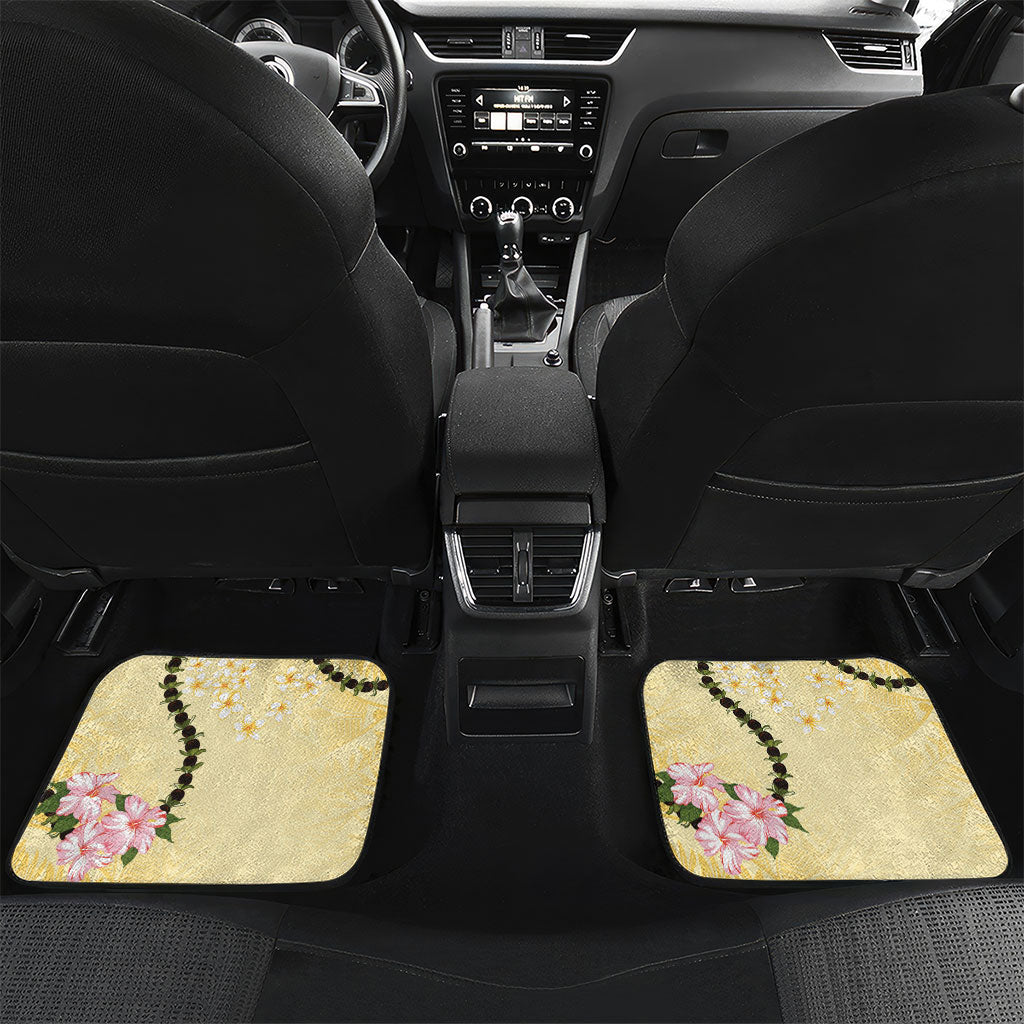 Aloha Hawaii Ipu Gourd Mix Kukui Nut Lei Car Mats Lemon Yellow LT7 Set 2pcs - Back Lemon Yellow - Polynesian Pride