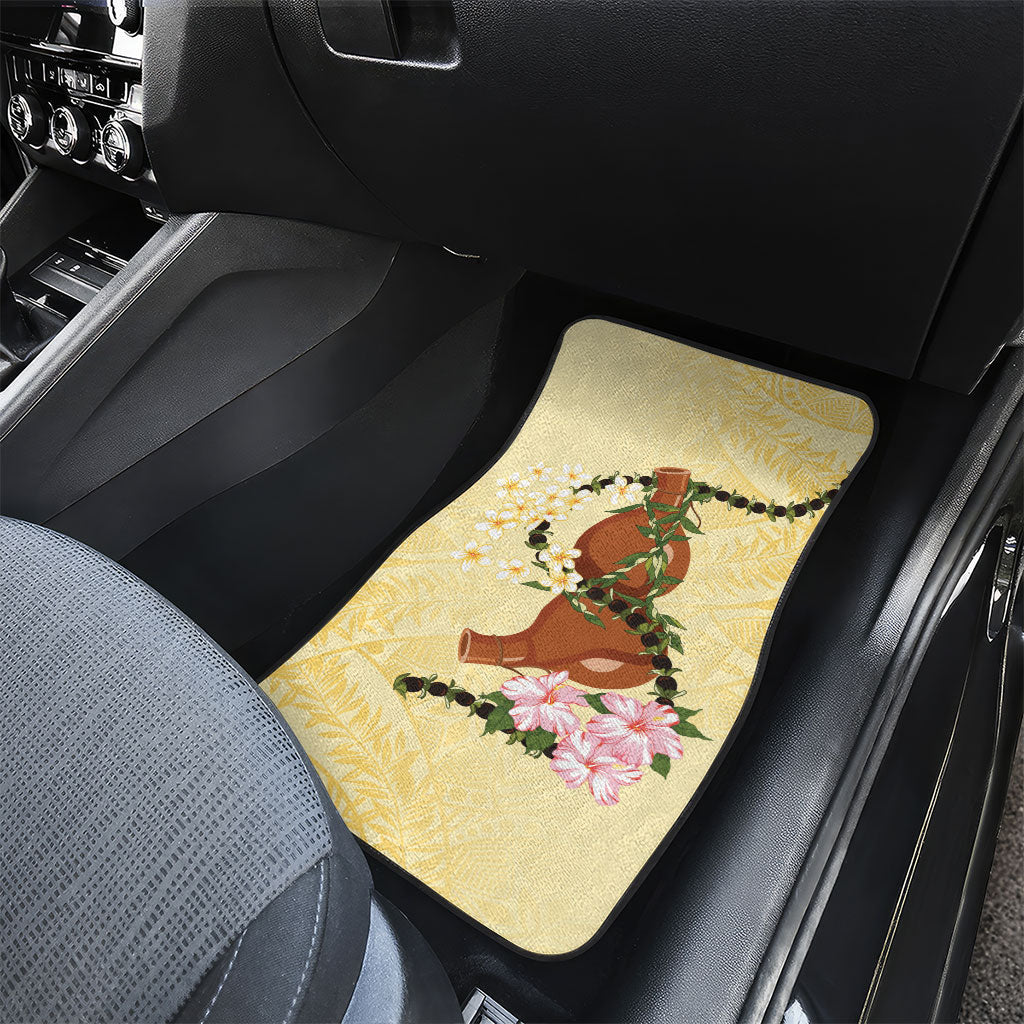 Aloha Hawaii Ipu Gourd Mix Kukui Nut Lei Car Mats Lemon Yellow LT7 - Polynesian Pride