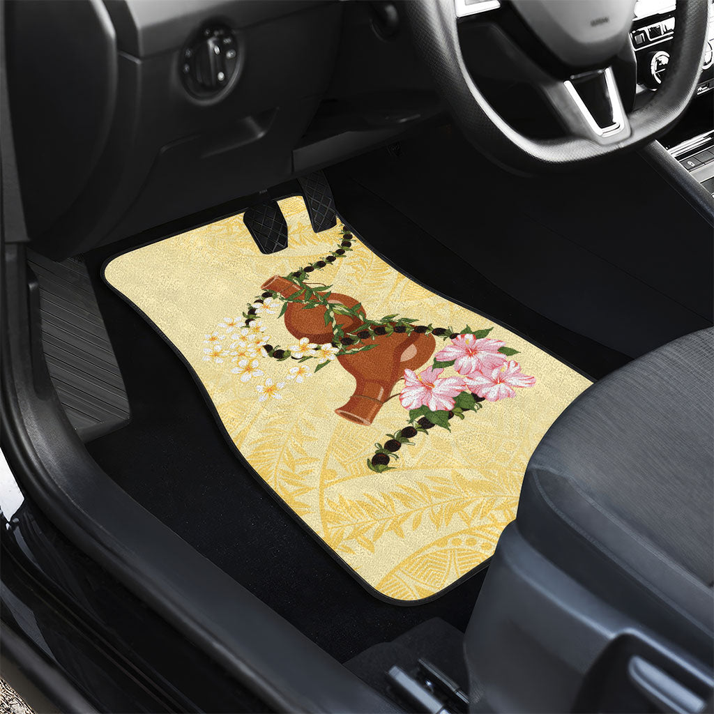 Aloha Hawaii Ipu Gourd Mix Kukui Nut Lei Car Mats Lemon Yellow LT7 - Polynesian Pride