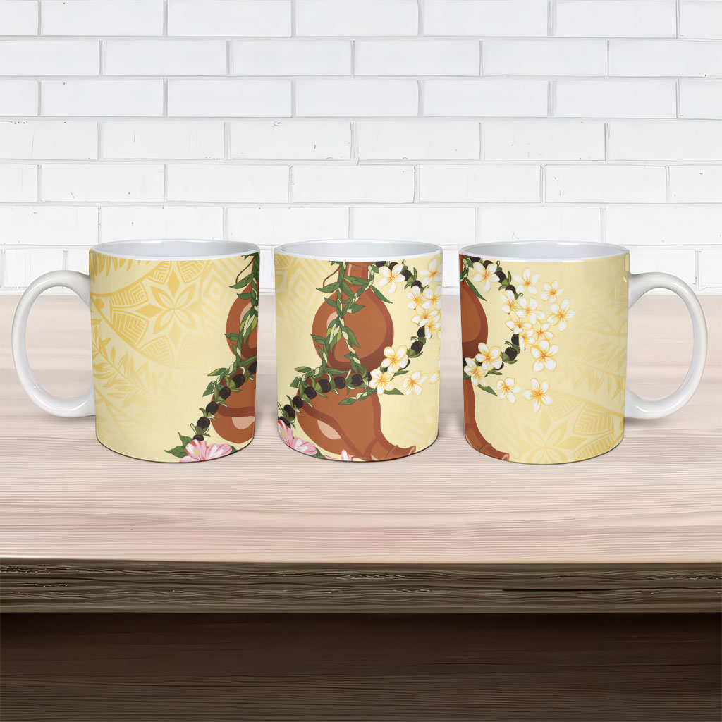Aloha Hawaii Ipu Gourd Mix Kukui Nut Lei Ceramic Mug Lemon Yellow LT7 - Polynesian Pride