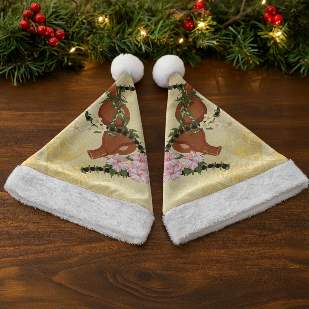 Aloha Hawaii Ipu Gourd Mix Kukui Nut Lei Christmas Santa Hat Lemon Yellow LT7 - Polynesian Pride