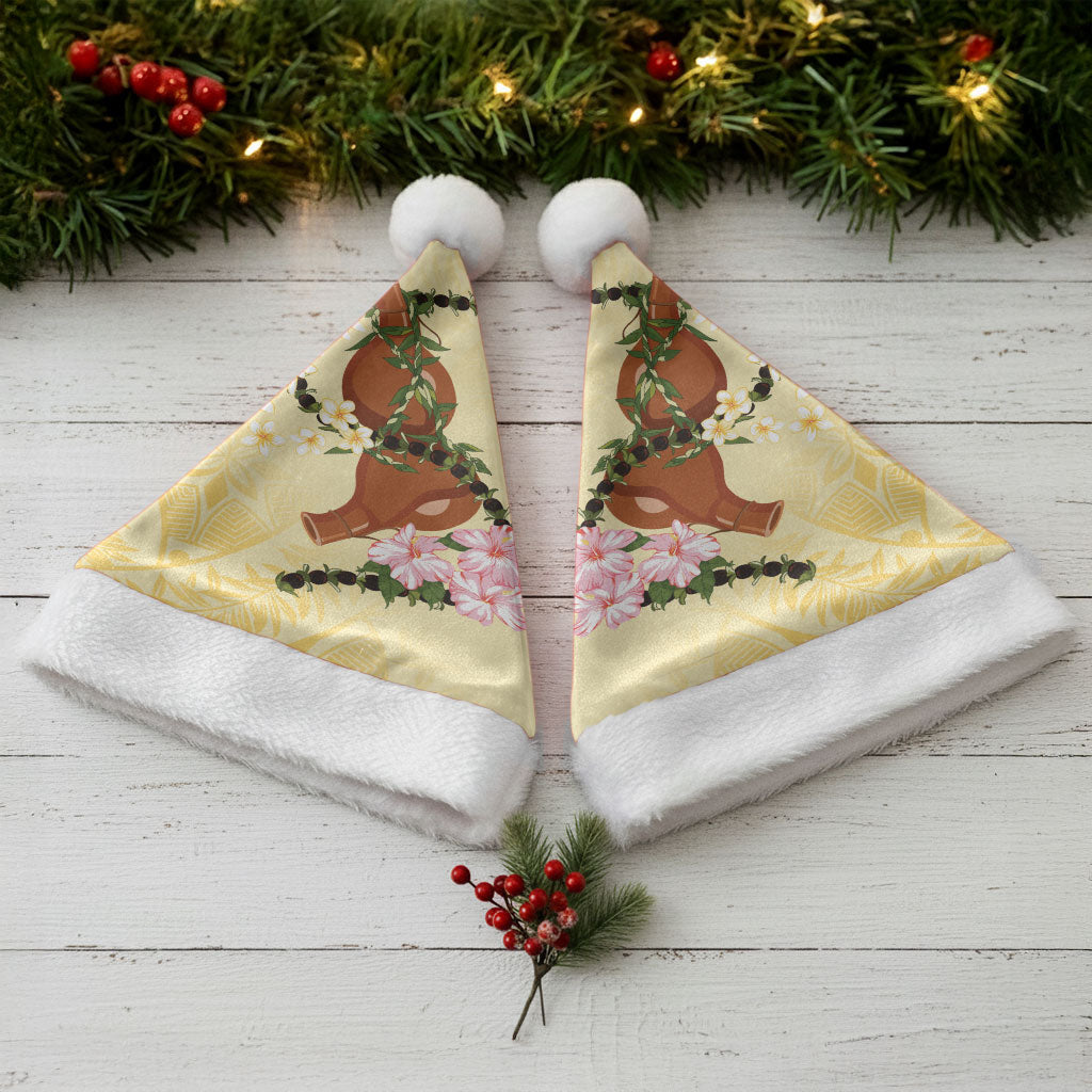 Aloha Hawaii Ipu Gourd Mix Kukui Nut Lei Christmas Santa Hat Lemon Yellow LT7 - Polynesian Pride